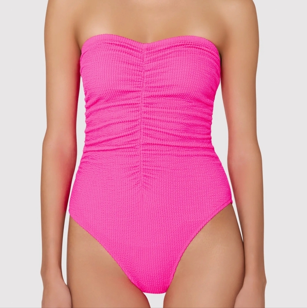 Milly Hot Pink Strapless One-Piece Swimsuit